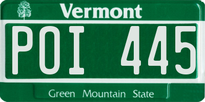 VT license plate POI445