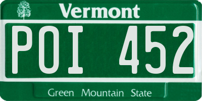 VT license plate POI452