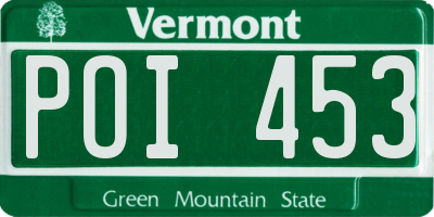 VT license plate POI453