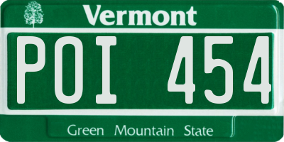 VT license plate POI454