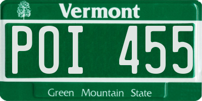 VT license plate POI455
