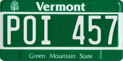 VT license plate POI457
