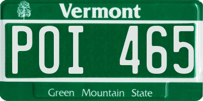 VT license plate POI465
