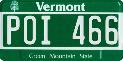 VT license plate POI466