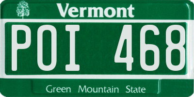VT license plate POI468