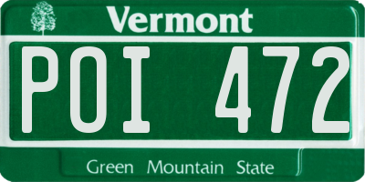 VT license plate POI472