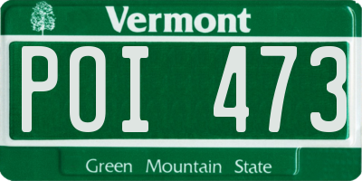 VT license plate POI473