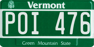 VT license plate POI476