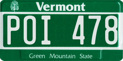 VT license plate POI478