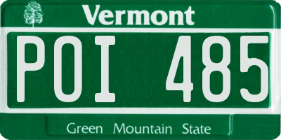 VT license plate POI485