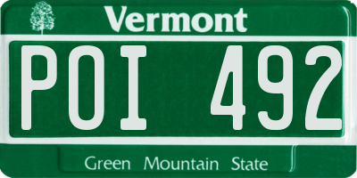 VT license plate POI492