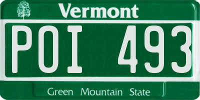 VT license plate POI493