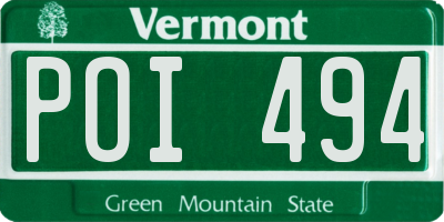 VT license plate POI494