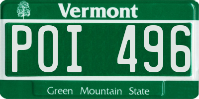 VT license plate POI496
