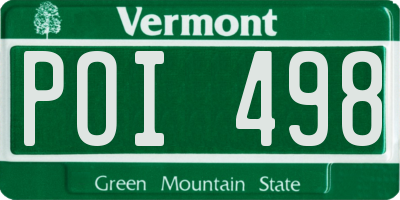 VT license plate POI498