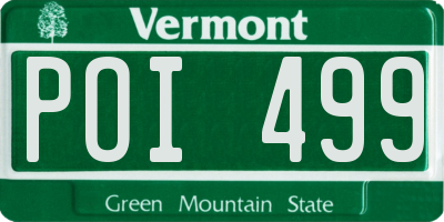 VT license plate POI499