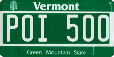 VT license plate POI500