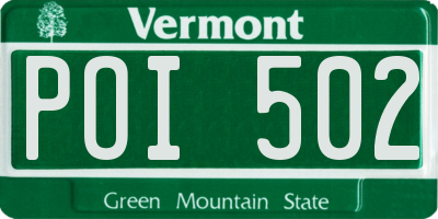 VT license plate POI502