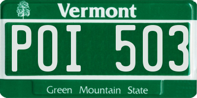 VT license plate POI503