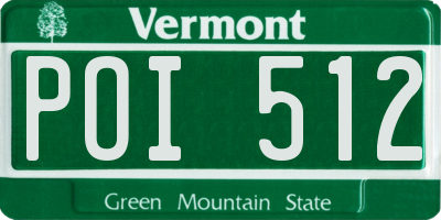VT license plate POI512