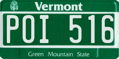 VT license plate POI516