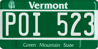 VT license plate POI523