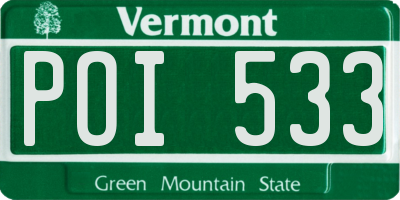 VT license plate POI533