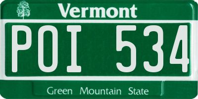 VT license plate POI534