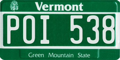 VT license plate POI538