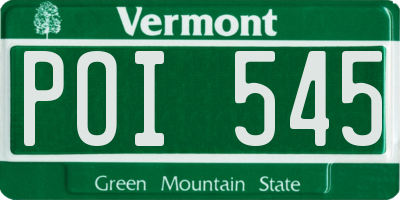 VT license plate POI545