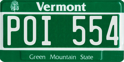 VT license plate POI554