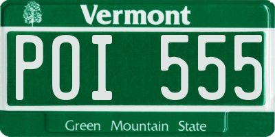 VT license plate POI555