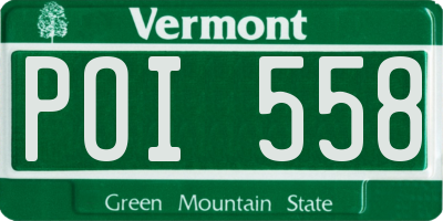 VT license plate POI558