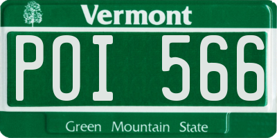 VT license plate POI566