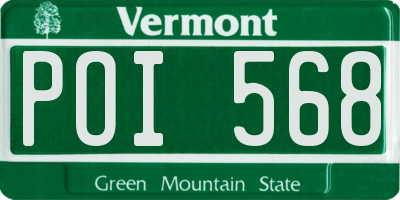 VT license plate POI568