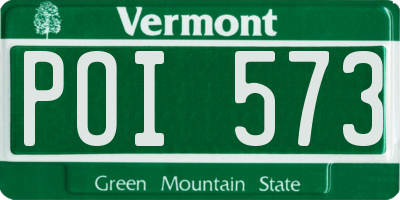 VT license plate POI573