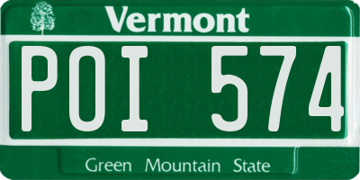 VT license plate POI574