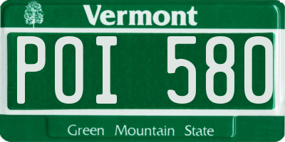 VT license plate POI580