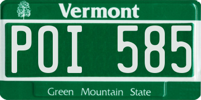 VT license plate POI585