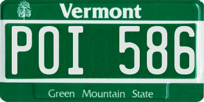 VT license plate POI586