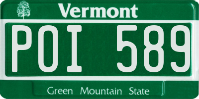 VT license plate POI589