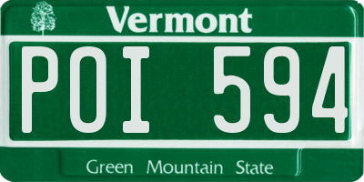VT license plate POI594