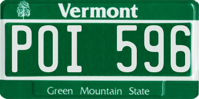 VT license plate POI596