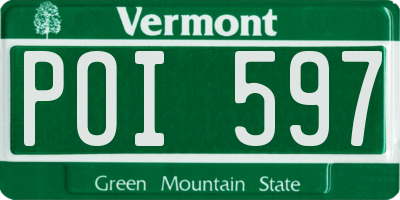 VT license plate POI597