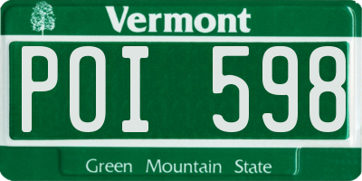 VT license plate POI598