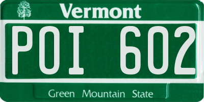 VT license plate POI602