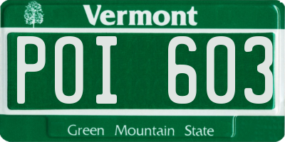 VT license plate POI603
