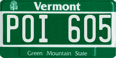VT license plate POI605
