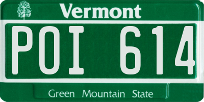 VT license plate POI614