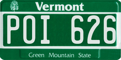 VT license plate POI626